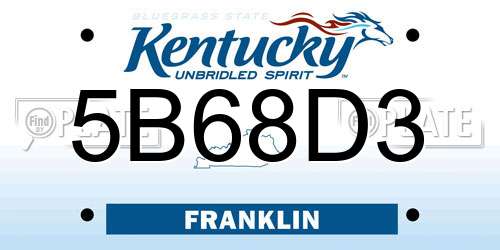 5B68D3 Kentucky License Plate