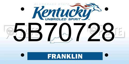 5B70728 Kentucky License Plate