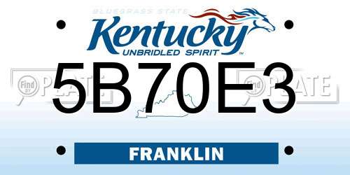 5B70E3 Kentucky License Plate