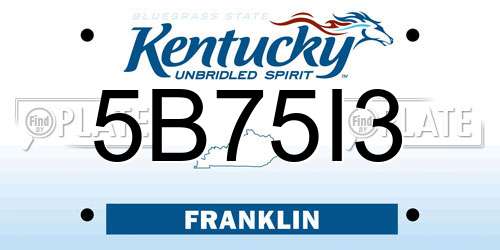 5B75I3 Kentucky License Plate