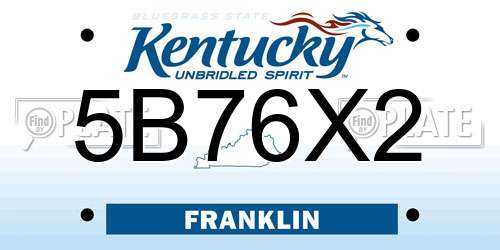 5B76X2 Kentucky License Plate
