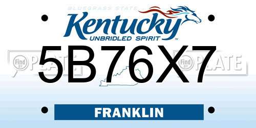 5B76X7 Kentucky License Plate