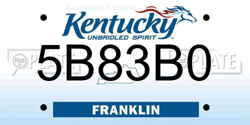 5B83B0 Kentucky License Plate