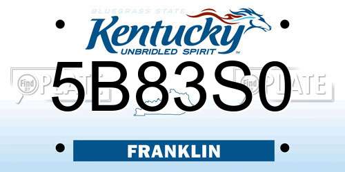 5B83S0 Kentucky License Plate