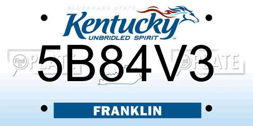5B84V3 Kentucky License Plate