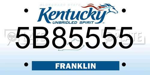 5B85555 Kentucky License Plate