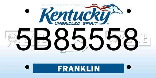 5B85558 Kentucky License Plate