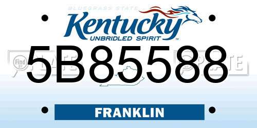 5B85588 Kentucky License Plate