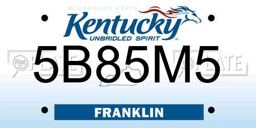 5B85M5 Kentucky License Plate