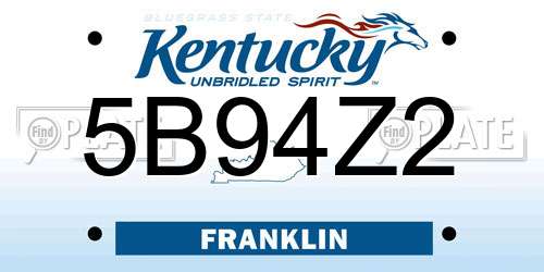 5B94Z2 Kentucky License Plate