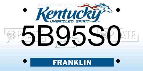 5B95S0 Kentucky License Plate