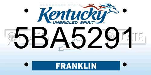 5BA5291 Kentucky License Plate