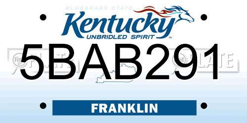 5BAB291 Kentucky License Plate