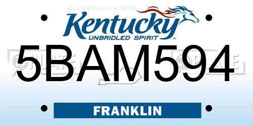 5BAM594 Kentucky License Plate