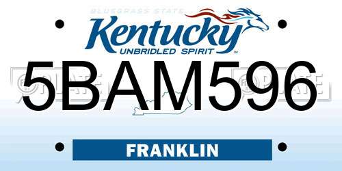 5BAM596 Kentucky License Plate