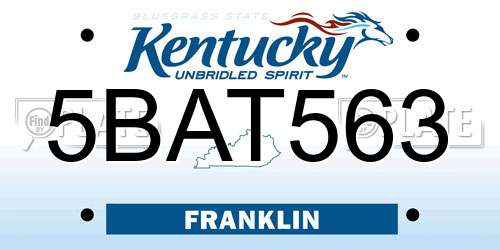 5BAT563 Kentucky License Plate