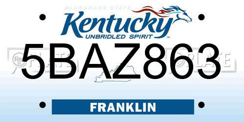 5BAZ863 Kentucky License Plate