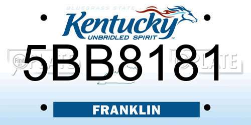 5BB8181 Kentucky License Plate