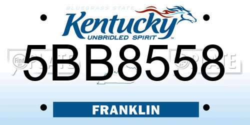 5BB8558 Kentucky License Plate