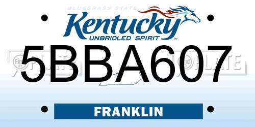5BBA607 Kentucky License Plate