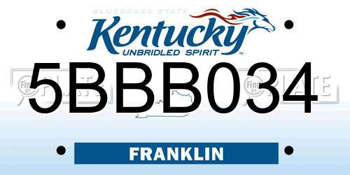 5BBB034 Kentucky License Plate