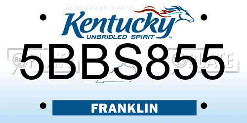 5BBS855 Kentucky License Plate