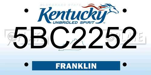 5BC2252 Kentucky License Plate