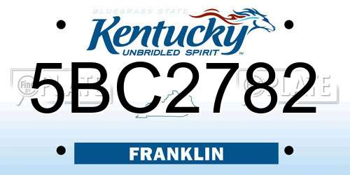 5BC2782 Kentucky License Plate