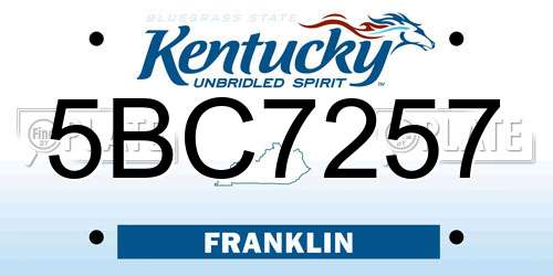 5BC7257 Kentucky License Plate