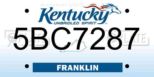 5BC7287 Kentucky License Plate
