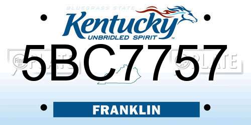 5BC7757 Kentucky License Plate