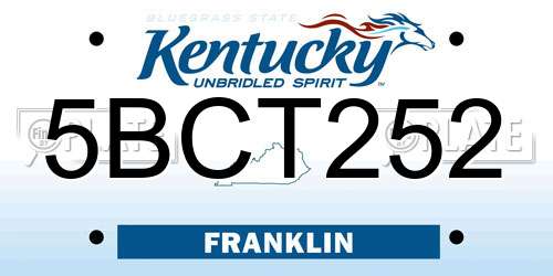 5BCT252 Kentucky License Plate