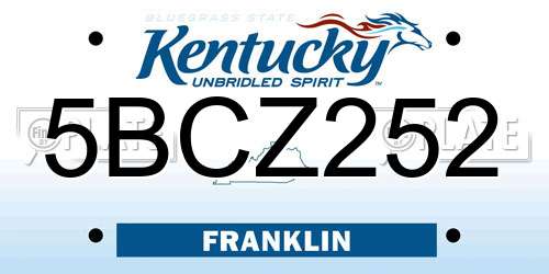 5BCZ252 Kentucky License Plate