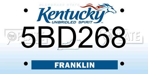 5BD268 Kentucky License Plate