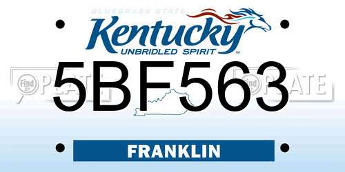5BF563 Kentucky License Plate