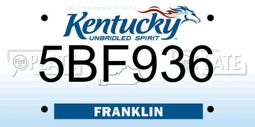5BF936 Kentucky License Plate