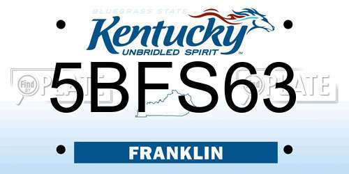 5BFS63 Kentucky License Plate