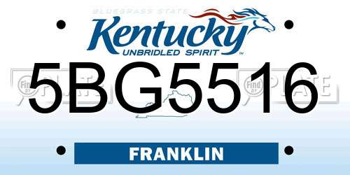 5BG5516 Kentucky License Plate
