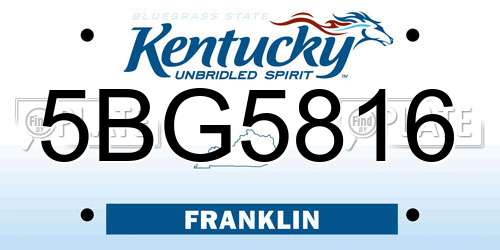 5BG5816 Kentucky License Plate