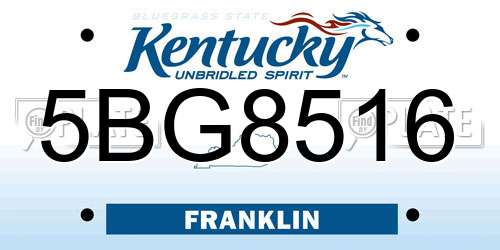 5BG8516 Kentucky License Plate