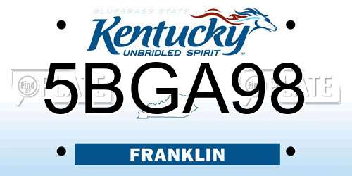 5BGA98 Kentucky License Plate