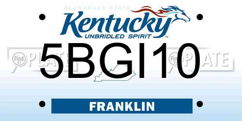 5BGI10 Kentucky License Plate