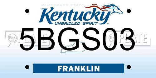 5BGS03 Kentucky License Plate