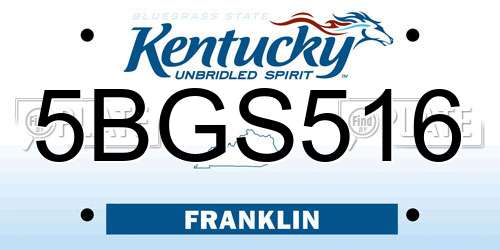 5BGS516 Kentucky License Plate