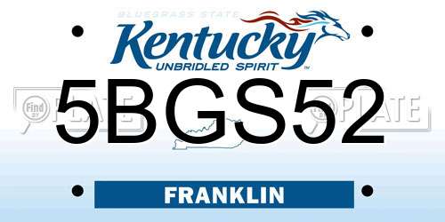 5BGS52 Kentucky License Plate