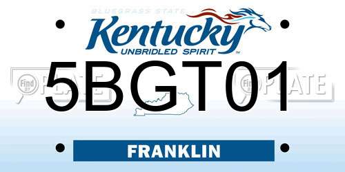 5BGT01 Kentucky License Plate