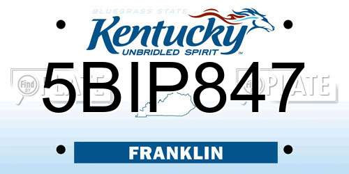 5BIP847 Kentucky License Plate