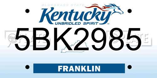 5BK2985 Kentucky License Plate