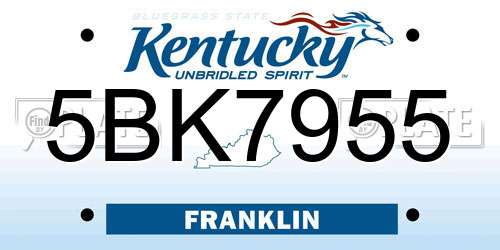 5BK7955 Kentucky License Plate