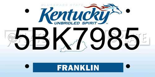 5BK7985 Kentucky License Plate